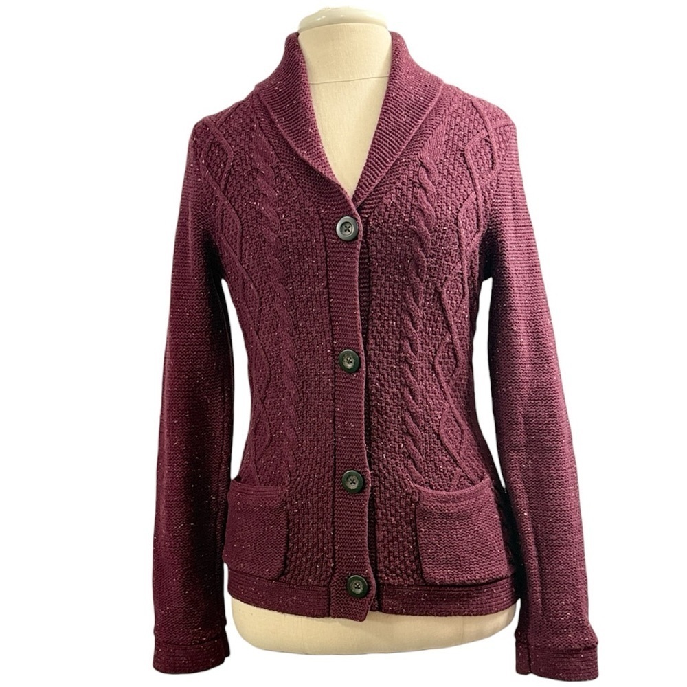 Eddie Bauer | Maroon Cotton Angora Cardigan